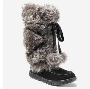 Eddie Bauer faux fur suede squatch winter boots size 9 black